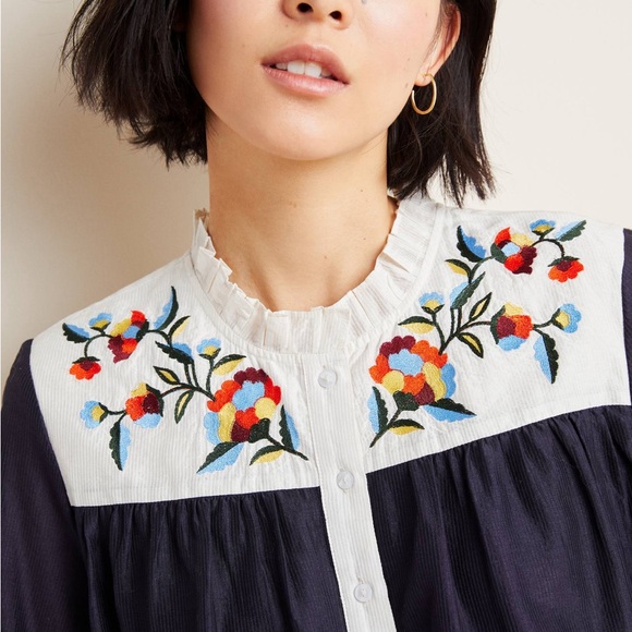 Anthropologie Samant Chauhan Brooke Embroidered Blouse - Picture 2 of 15